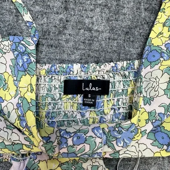 Lulus Dress Womens Small Blue Floral Print Cutouts Maxi Slit It's a Perfect Pick - Picture 3 of 12